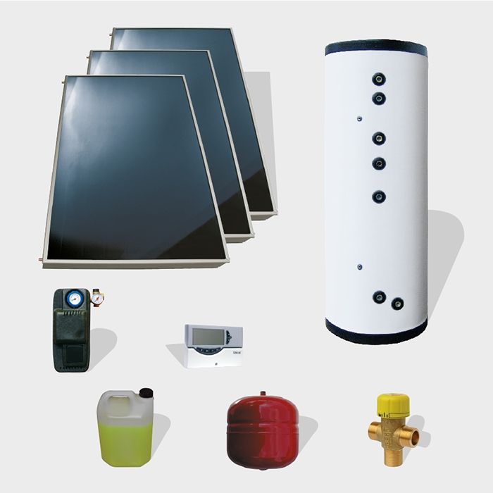 Система интегрированная из бойлера, солнечной панели и цифрового блока UNICAL KPX 500 Котельная автоматика