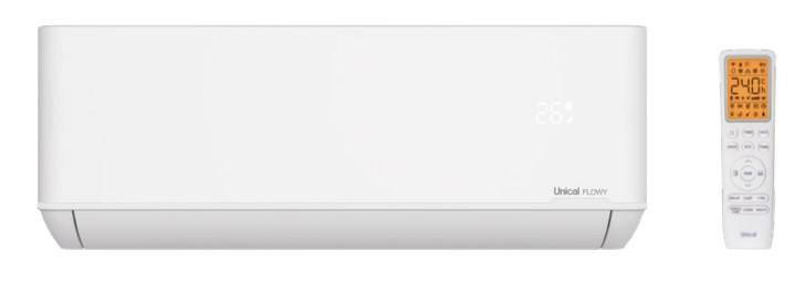 Кондиционер настенный инверторный с ионизатором в стандартной комплектации, с тепловым бытовым насосом UNICAL FLOWY FLWY 24 H Бытовые насосы